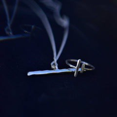 Sulava necklace and Viiva ring in recycled sterling silver