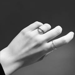 Wild & Arrow Jewellery Stockholm Tyyneys rings in recycled silver black and white photography