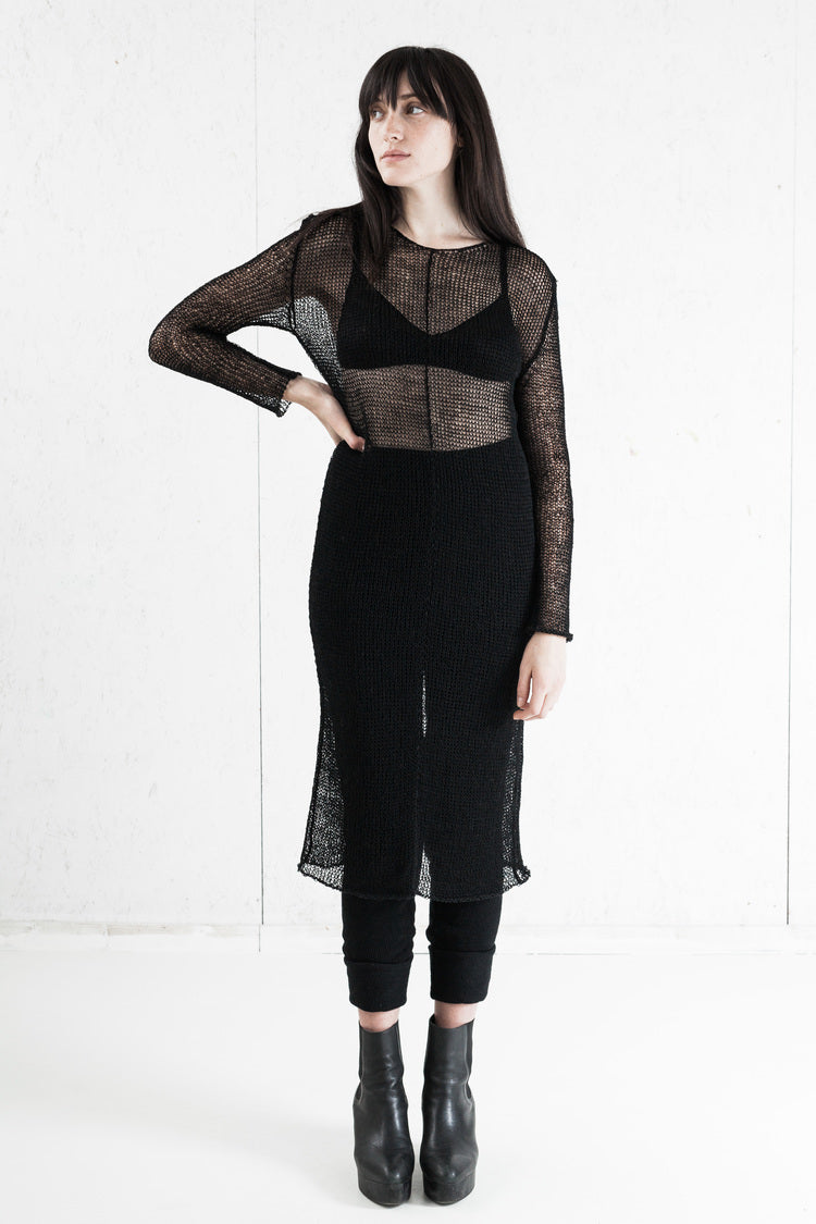 Linen Tunic Dress Black