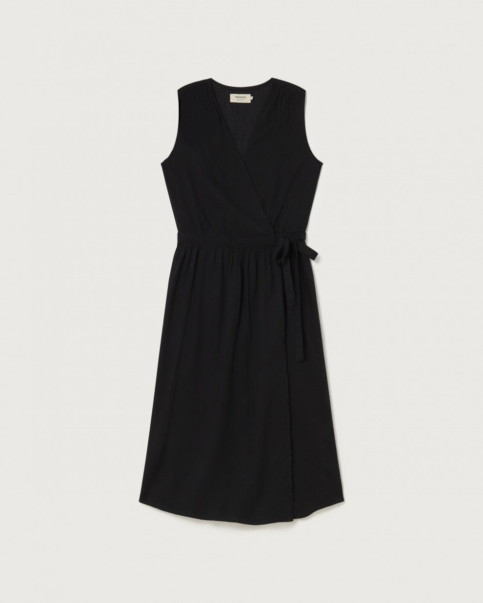 Amapola Sleeveless Wrap Dress Black Organic Cotton Size XL