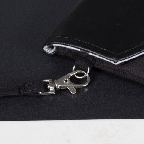 Clutch bag envelope black vegan suede faux leather