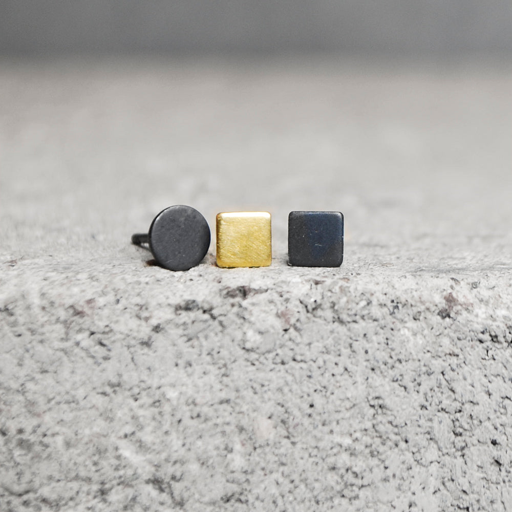 Square Earrings golden brass or silver