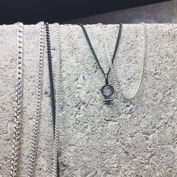 Enchain Thin Chain Silver / Black Ox / Gold Plated