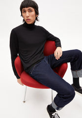 Glaan Knitted Turtleneck Sweater Black Organic Cotton