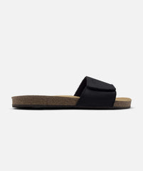 Slide Sandal In Organic Black Canvas & Cork - Sizes 36-42