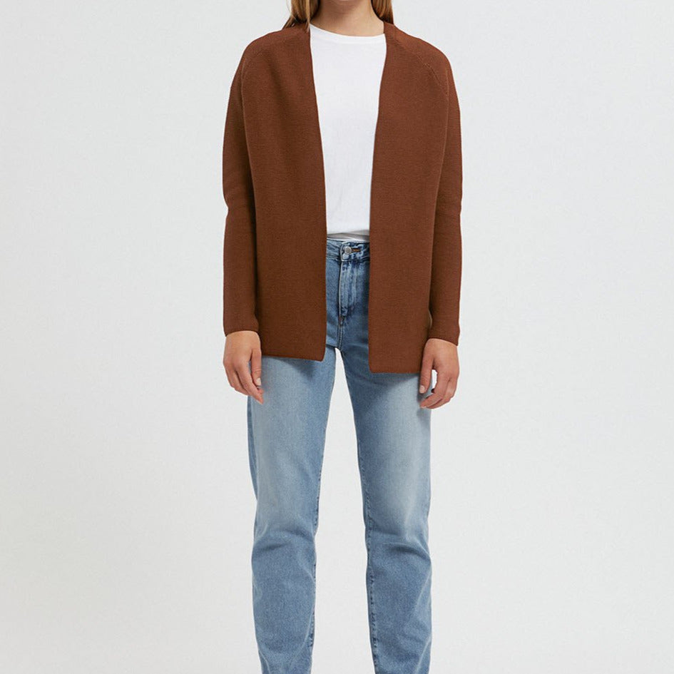 Maashaa Brown Knitted Cardigan in Organic Cotton Size L