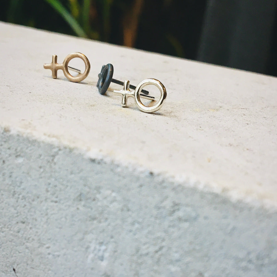 Minna Tiny Feminist Earring Silver or Bronze
