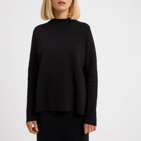 Seldaa Black Knitted Sweater in Organic Cotton, Size S