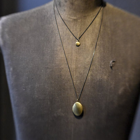 Vintage Large Locket Necklace Brushed Brass