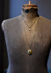 Vintage Tiny Charm Locket Necklace Brushed Brass