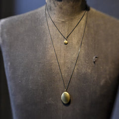 Vintage Tiny Charm Locket Necklace Brushed Brass