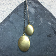 Vintage Tiny Charm Locket Necklace Brushed Brass