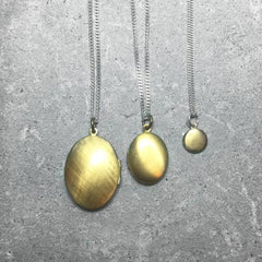Vintage Tiny Charm Locket Necklace Brushed Brass